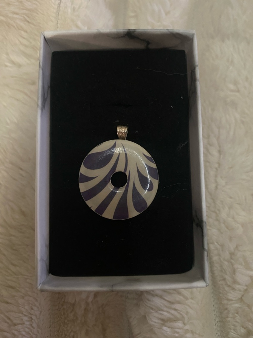 Round Purple and Cream Swirl Pendant - Women Jewelry